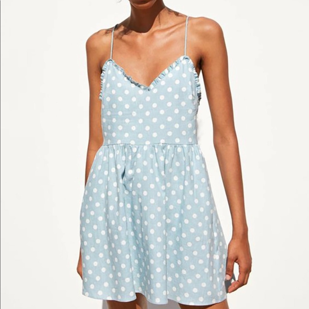 ZARA LINEN SIZE SMALL POLKADOT DRESS